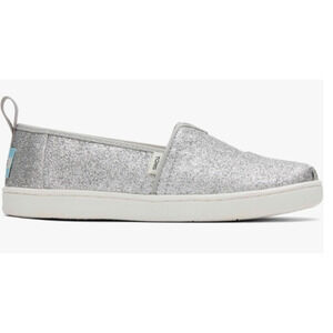 TOMS Alpargata Sneaker, Silver Iridescent Glimmer, 3 US Unisex Big Kid